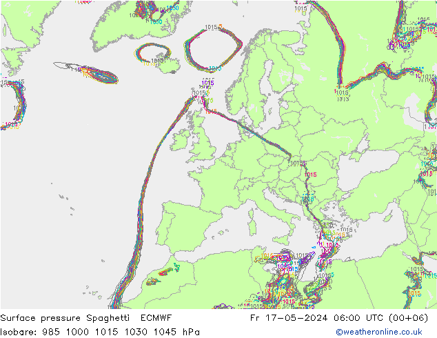 Yer basıncı Spaghetti ECMWF Cu 17.05.2024 06 UTC