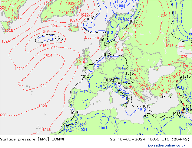 pression de l'air ECMWF sam 18.05.2024 18 UTC