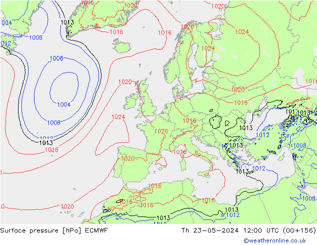 ciśnienie ECMWF czw. 23.05.2024 12 UTC