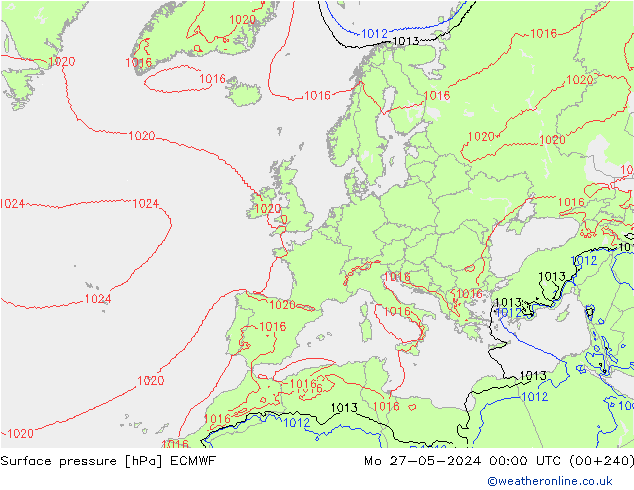 ciśnienie ECMWF pon. 27.05.2024 00 UTC