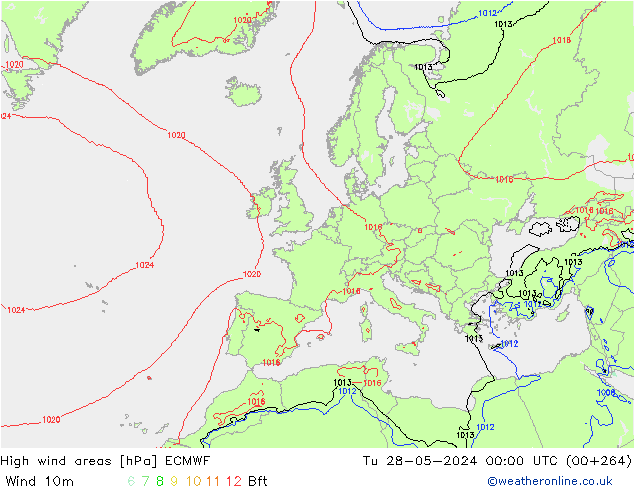 High wind areas ECMWF Ter 28.05.2024 00 UTC