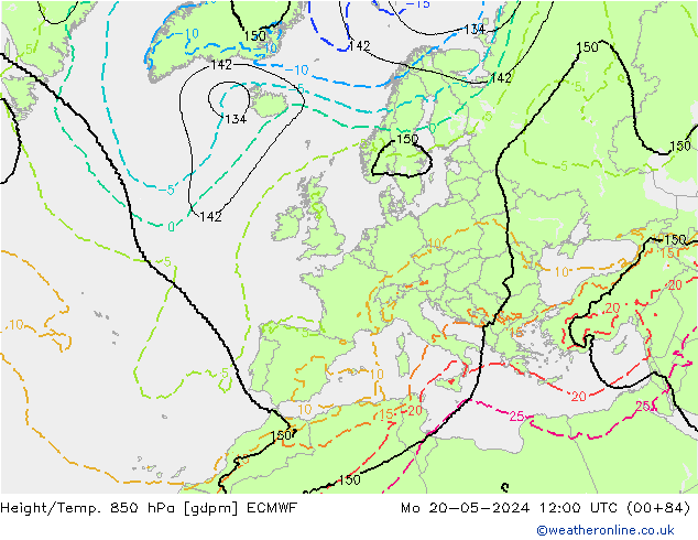 Height/Temp. 850 hPa ECMWF  20.05.2024 12 UTC
