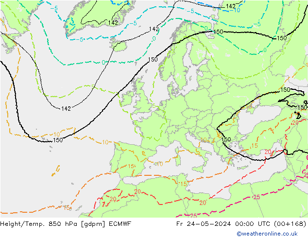 Height/Temp. 850 hPa ECMWF ven 24.05.2024 00 UTC