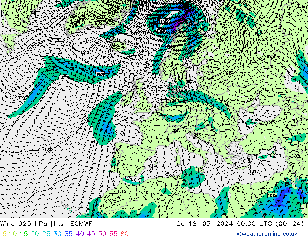 Wind 925 hPa ECMWF So 18.05.2024 00 UTC