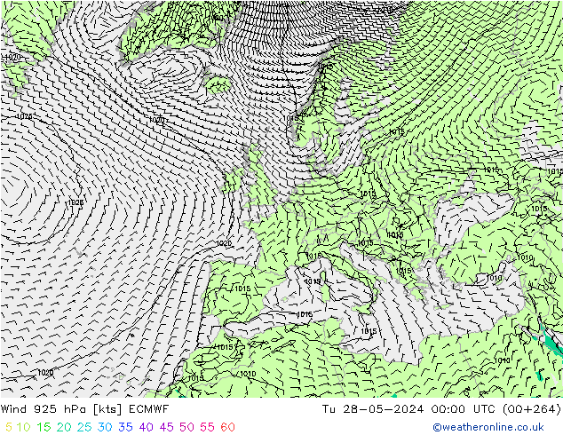 Wind 925 hPa ECMWF di 28.05.2024 00 UTC