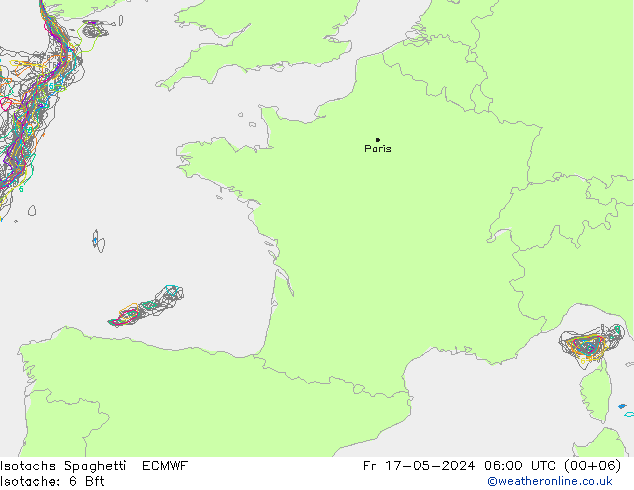Isotachs Spaghetti ECMWF пт 17.05.2024 06 UTC