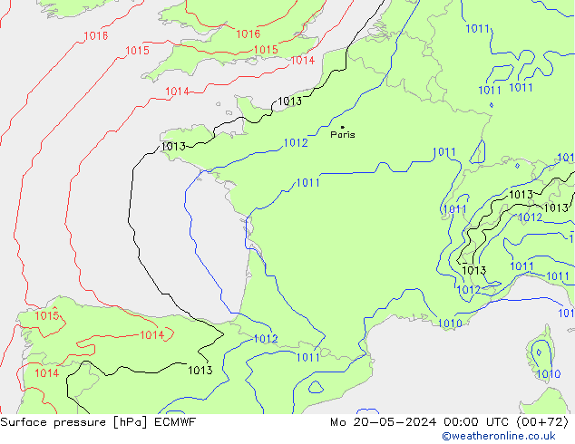 Yer basıncı ECMWF Pzt 20.05.2024 00 UTC