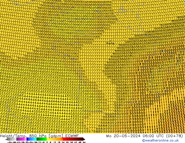 Height/Temp. 850 гПа ECMWF пн 20.05.2024 06 UTC