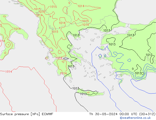 приземное давление ECMWF чт 30.05.2024 00 UTC