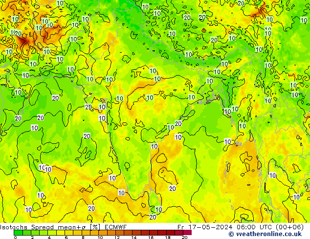 Isotachen Spread ECMWF Fr 17.05.2024 06 UTC