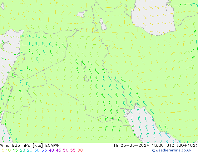 Wind 925 hPa ECMWF Čt 23.05.2024 18 UTC