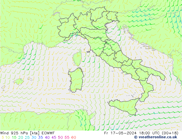 Wind 925 hPa ECMWF Fr 17.05.2024 18 UTC