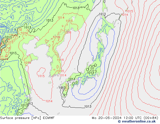 Pressione al suolo ECMWF lun 20.05.2024 12 UTC