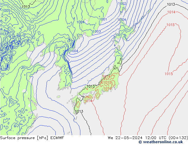 pressão do solo ECMWF Qua 22.05.2024 12 UTC