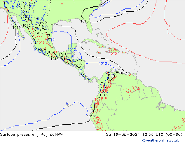 pressão do solo ECMWF Dom 19.05.2024 12 UTC