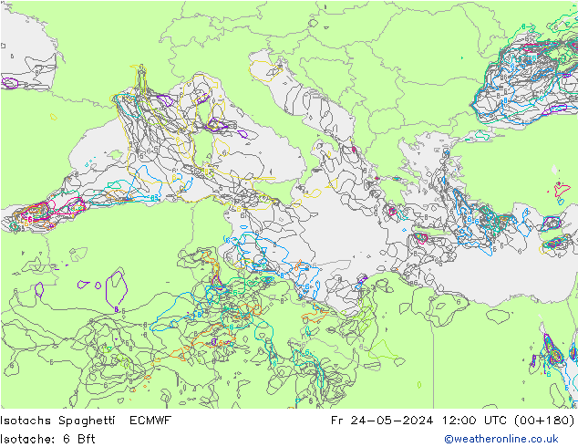 Isotachs Spaghetti ECMWF Fr 24.05.2024 12 UTC