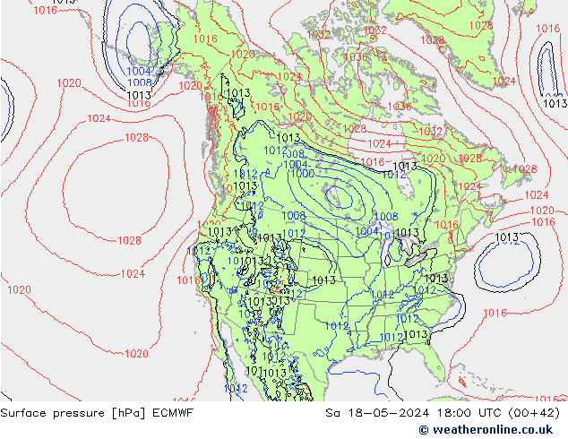 Surface pressure ECMWF Sa 18.05.2024 18 UTC