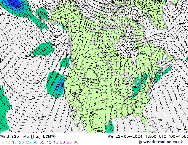 Wind 925 hPa ECMWF We 22.05.2024 18 UTC