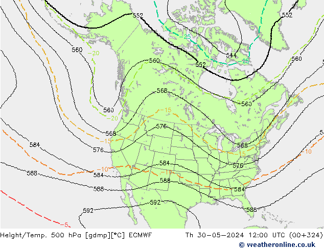 Yükseklik/Sıc. 500 hPa ECMWF Per 30.05.2024 12 UTC