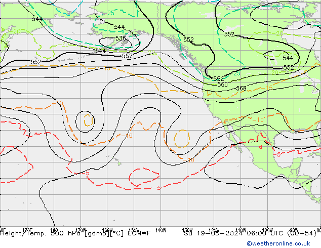 Height/Temp. 500 hPa ECMWF nie. 19.05.2024 06 UTC