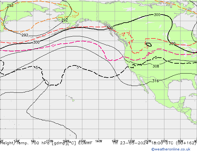 Height/Temp. 700 hPa ECMWF Čt 23.05.2024 18 UTC