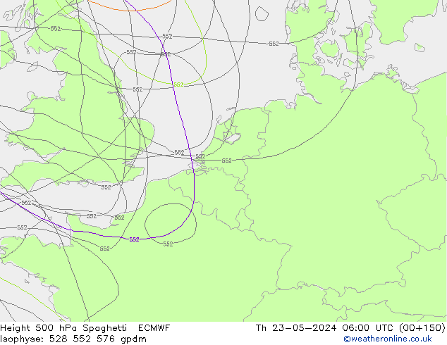 500 hPa Yüksekliği Spaghetti ECMWF Per 23.05.2024 06 UTC