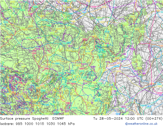 Surface pressure Spaghetti ECMWF Tu 28.05.2024 12 UTC