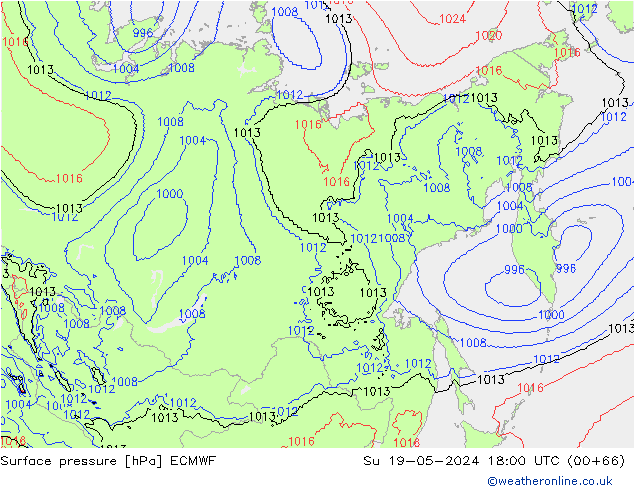 Yer basıncı ECMWF Paz 19.05.2024 18 UTC