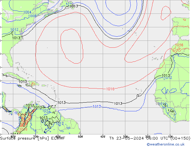 Atmosférický tlak ECMWF Čt 23.05.2024 06 UTC