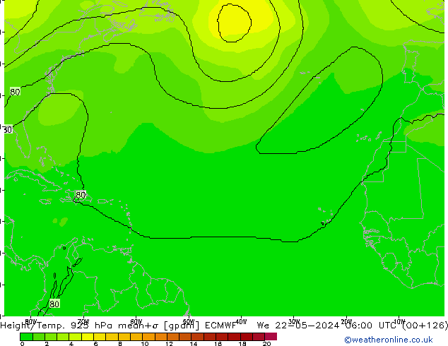 Height/Temp. 925 hPa ECMWF We 22.05.2024 06 UTC