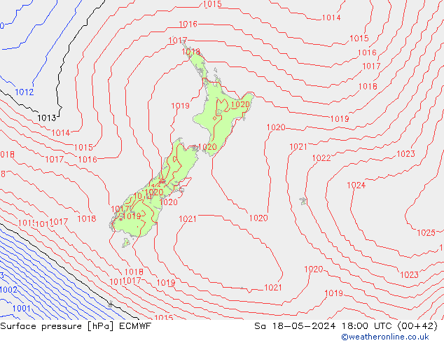 pressão do solo ECMWF Sáb 18.05.2024 18 UTC