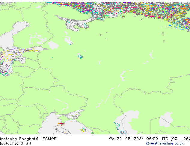 Isotachen Spaghetti ECMWF wo 22.05.2024 06 UTC
