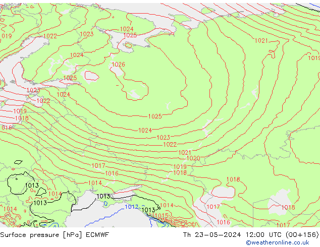 Surface pressure ECMWF Th 23.05.2024 12 UTC