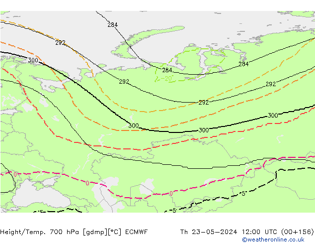 Height/Temp. 700 hPa ECMWF Čt 23.05.2024 12 UTC
