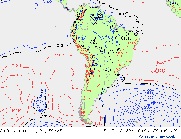 приземное давление ECMWF пт 17.05.2024 00 UTC