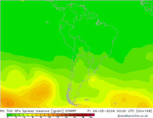 RH 700 hPa Spread ECMWF  24.05.2024 00 UTC