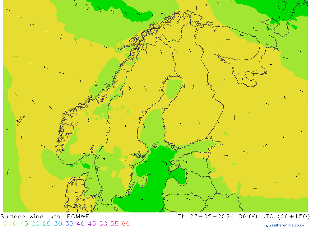 Rüzgar 10 m ECMWF Per 23.05.2024 06 UTC
