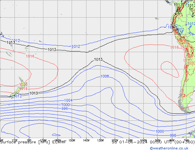 pressão do solo ECMWF Sáb 01.06.2024 00 UTC