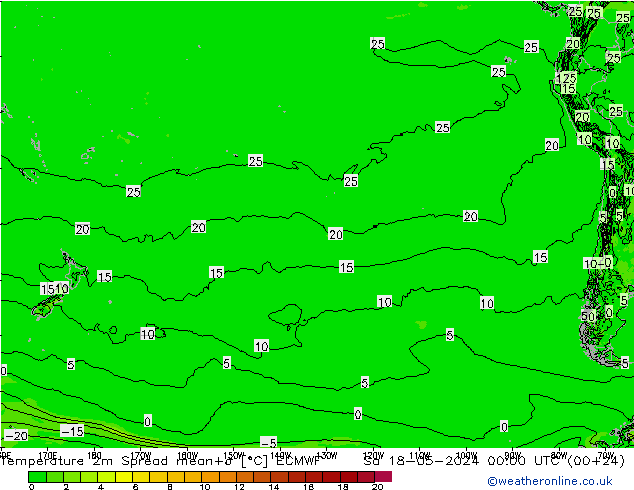 Temperature 2m Spread ECMWF Sa 18.05.2024 00 UTC