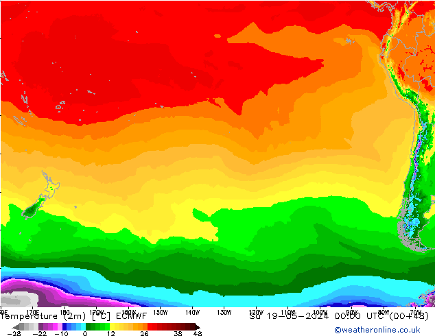 Temperature (2m) ECMWF Su 19.05.2024 00 UTC