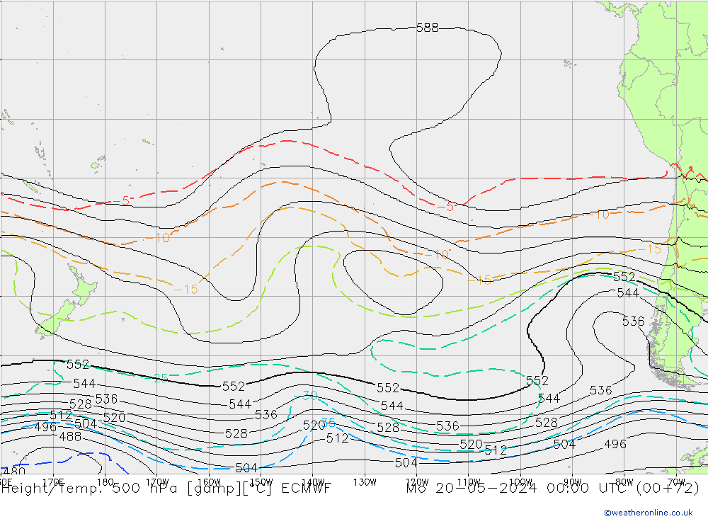 Height/Temp. 500 hPa ECMWF Po 20.05.2024 00 UTC