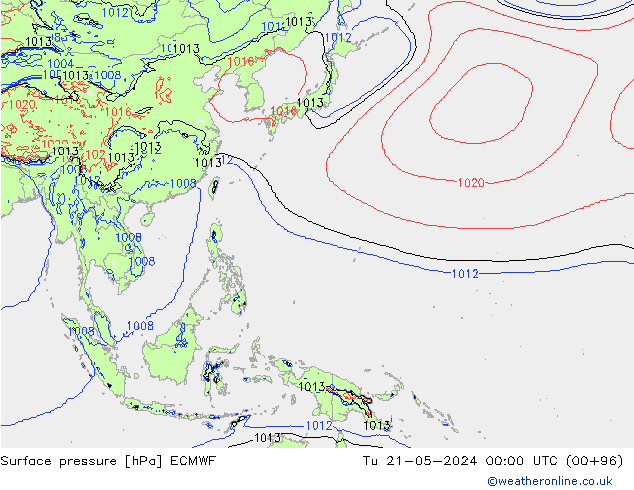 Pressione al suolo ECMWF mar 21.05.2024 00 UTC