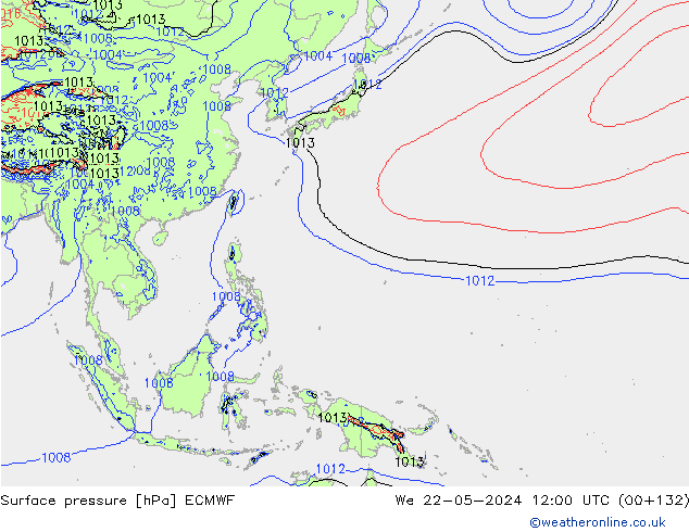 Luchtdruk (Grond) ECMWF wo 22.05.2024 12 UTC