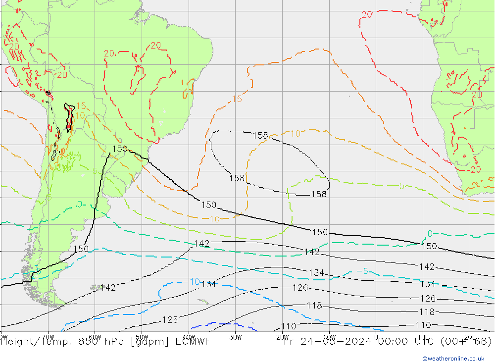 Height/Temp. 850 hPa ECMWF ven 24.05.2024 00 UTC