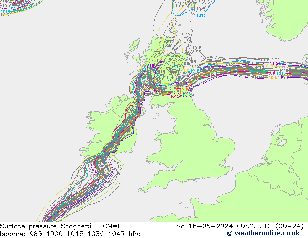 ciśnienie Spaghetti ECMWF so. 18.05.2024 00 UTC