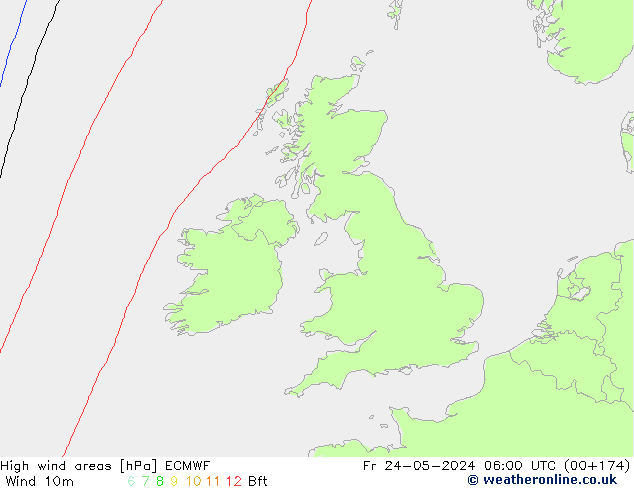 High wind areas ECMWF ven 24.05.2024 06 UTC