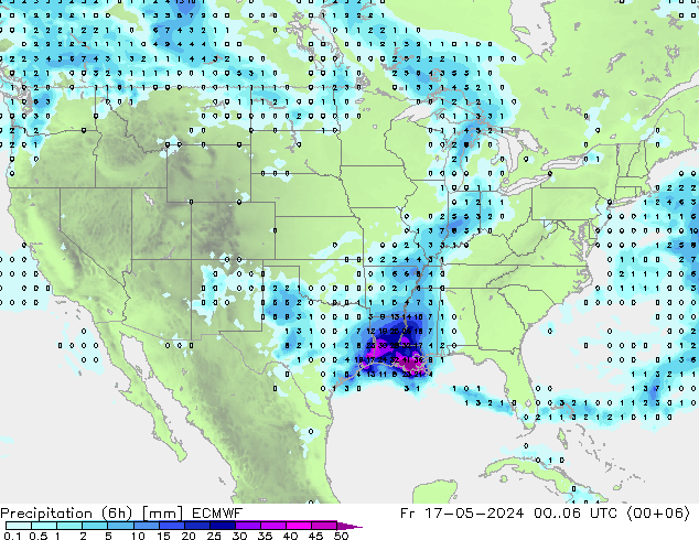 Precipitazione (6h) ECMWF ven 17.05.2024 06 UTC