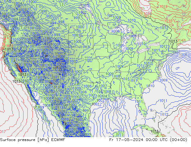 Pressione al suolo ECMWF ven 17.05.2024 00 UTC