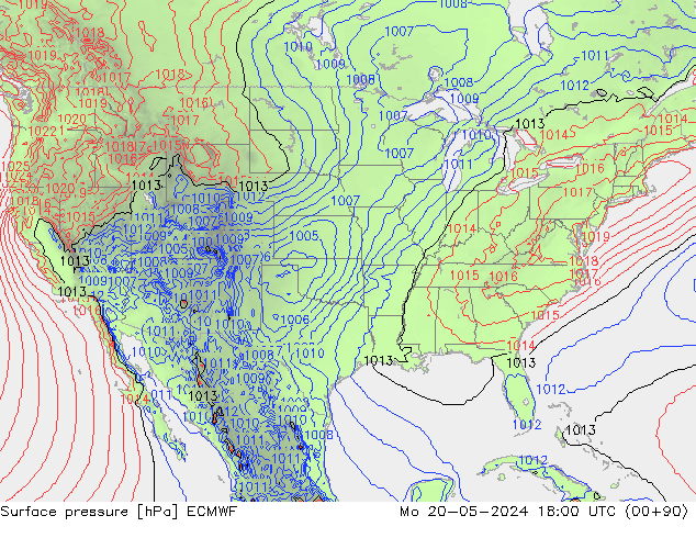 Pressione al suolo ECMWF lun 20.05.2024 18 UTC