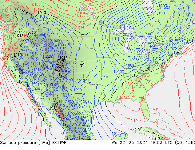 pression de l'air ECMWF mer 22.05.2024 18 UTC